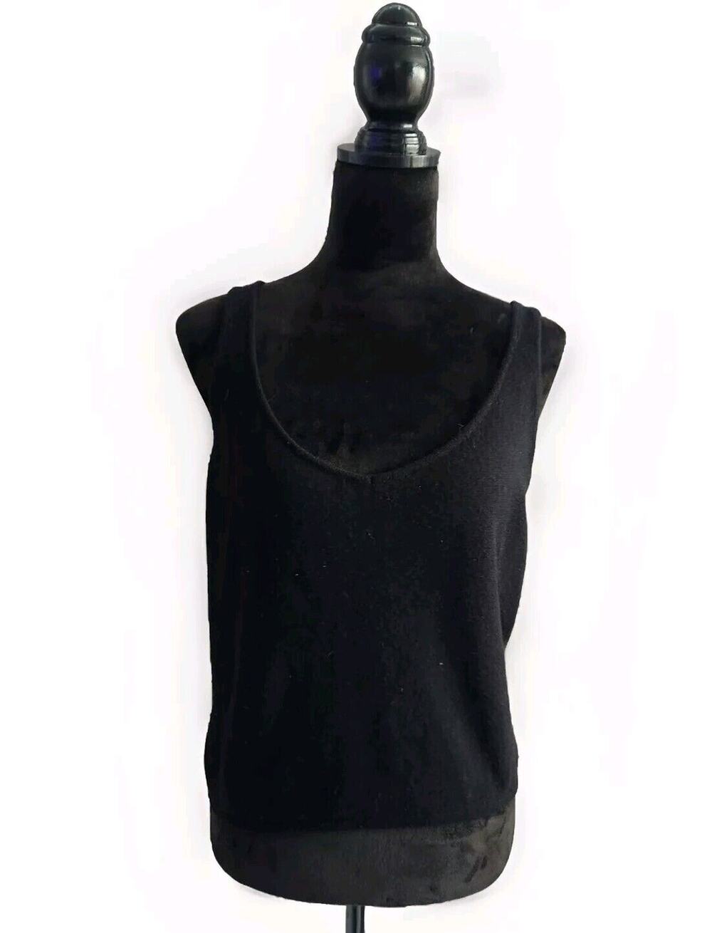 lamberto losani Women's Black Cashmere Sleeveless V Neck Sweater Vest M